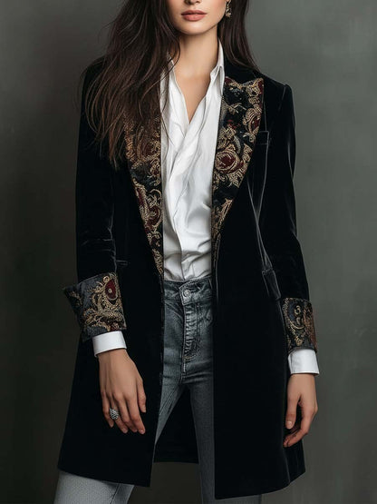 Léontine | Blazer Ajustado Estampado Barroco Negro