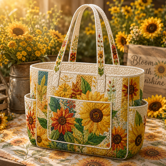 Gisèle | Bolso Tote Acolchado con Estampado de Girasoles