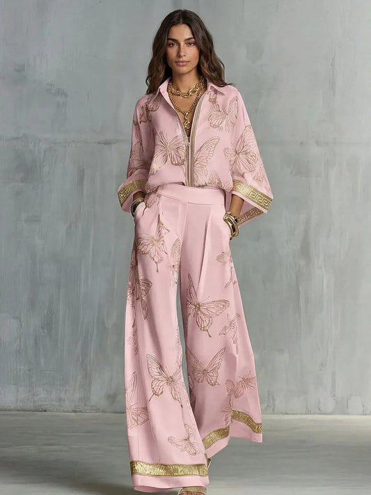 Lovelle | Conjunto Dos Piezas Fluido con Estampado de Mariposas