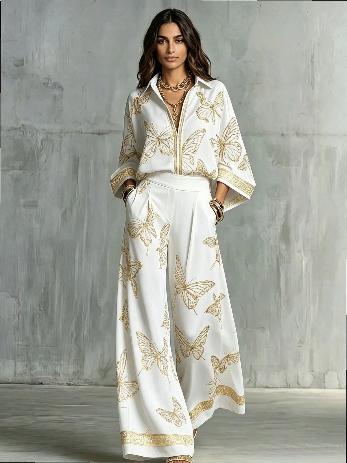 Lovelle | Conjunto Dos Piezas Fluido con Estampado de Mariposas